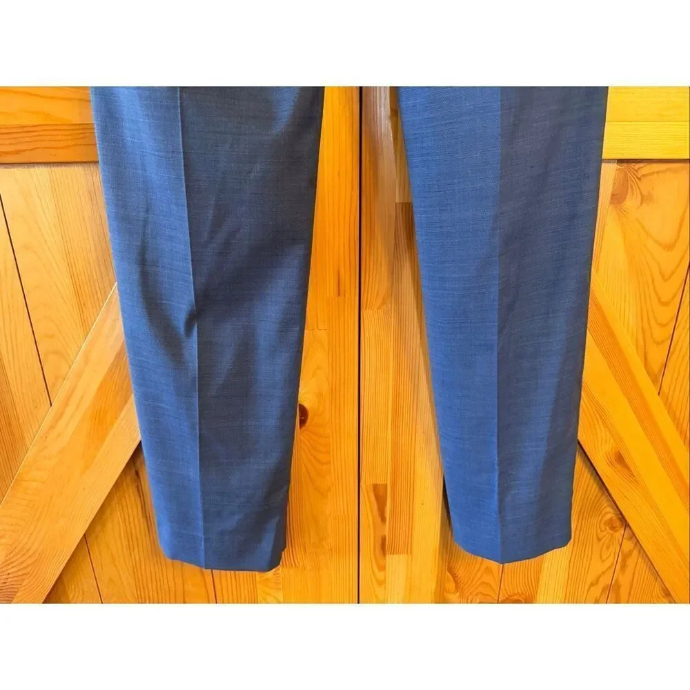 Cremieux Traveler Men’s Blue Chambray Wool Blend Dress Pants Size 32R (6740)